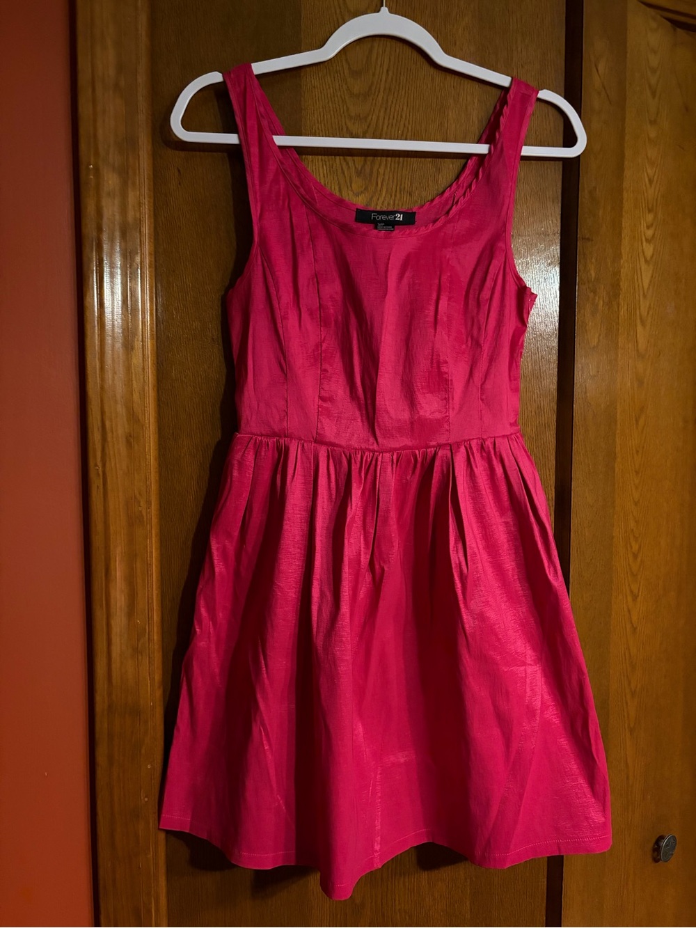 Y2K Forever 21 small Fuchsia/red taffeta Sleeveless Fit-and-Flare Dress